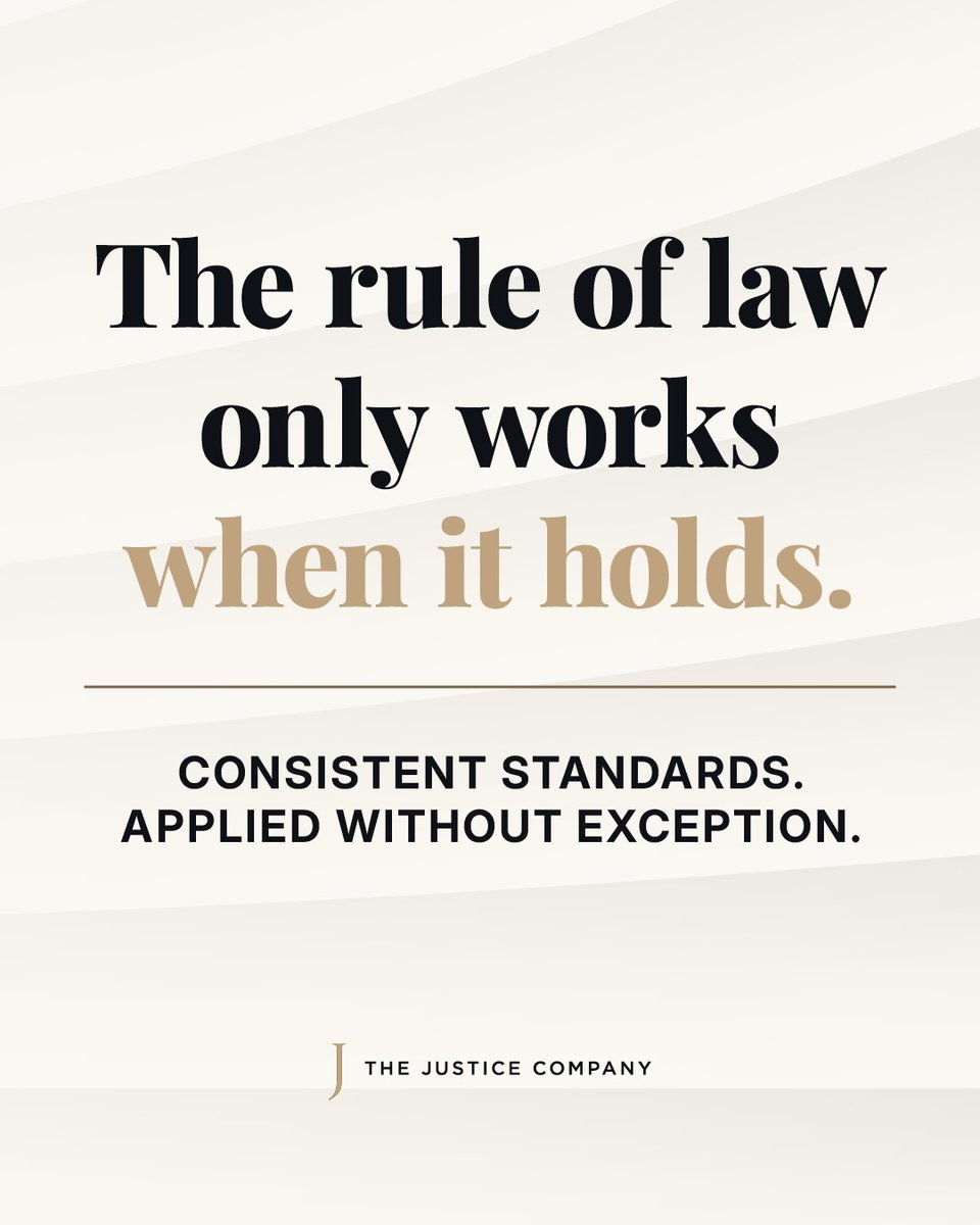 JusticeCompany_'s tweet photo. Democracy depends on the rule of law holding, not just existing on paper.

Our exclusion framework rests on the same premise: legal thresholds applied consistently, never selectively.

Learn more: https://t.co/YzpNNSYBVY

#DemocracyDay #RuleOfLaw #TheJusticeCompany https://t.co/TGKWZriRkj