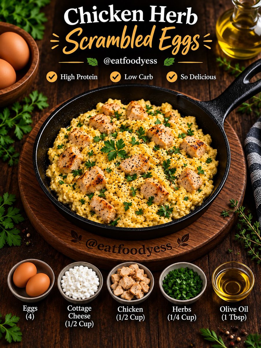 SundayVixkpze's tweet photo. Healthy Egg Recipes

Four delicious, high-protein egg recipes that are easy to make and perfect for a healthy breakfast. 1. Sausage Cheddar Scrambled Eggs 
Ingredients: 4 eggs, ½ cup cottage cheese, ½ cup shredded cheddar, ½ cup cooked sliced https://t.co/zSQqLLca4Z
