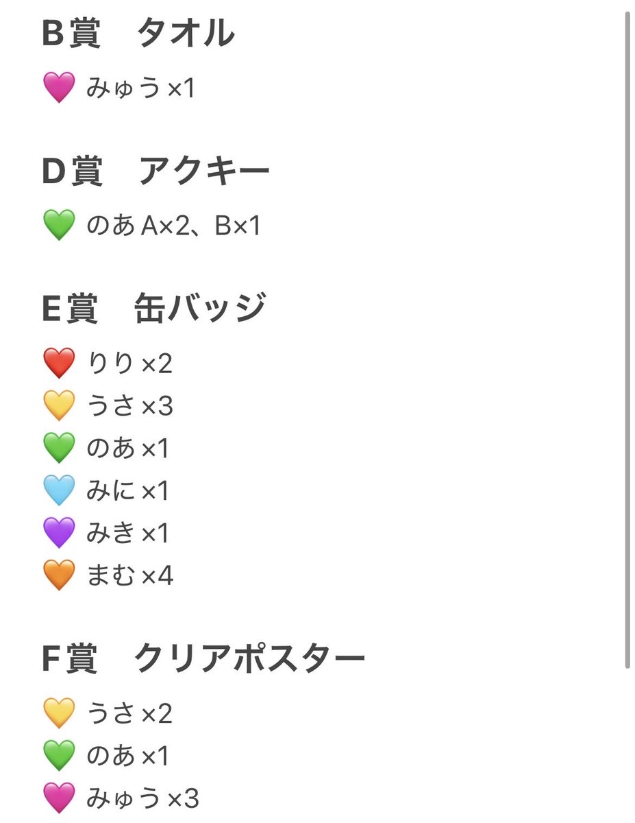 U2lvId's tweet photo. iLiFE! MEGAiLiFE! オンラインくじ 交換

求　買取>🩷💜同種
譲　画像

B賞 タオル
🩷×1
D賞 アクキー
💚A×2、B×1
E賞 缶バッジ
❤️×2
💛×3
💚×1
🩵×1
💜×1
🧡×4
F賞 クリアポスター
💛×2
💚×1
🩷×3

郵送での取引
追加分で多く被りが出たため
お気軽にお声掛けください⭐️
#iLiFE交換 #iLiFE譲 #iLiFE求 https://t.co/WmQypR0r6V