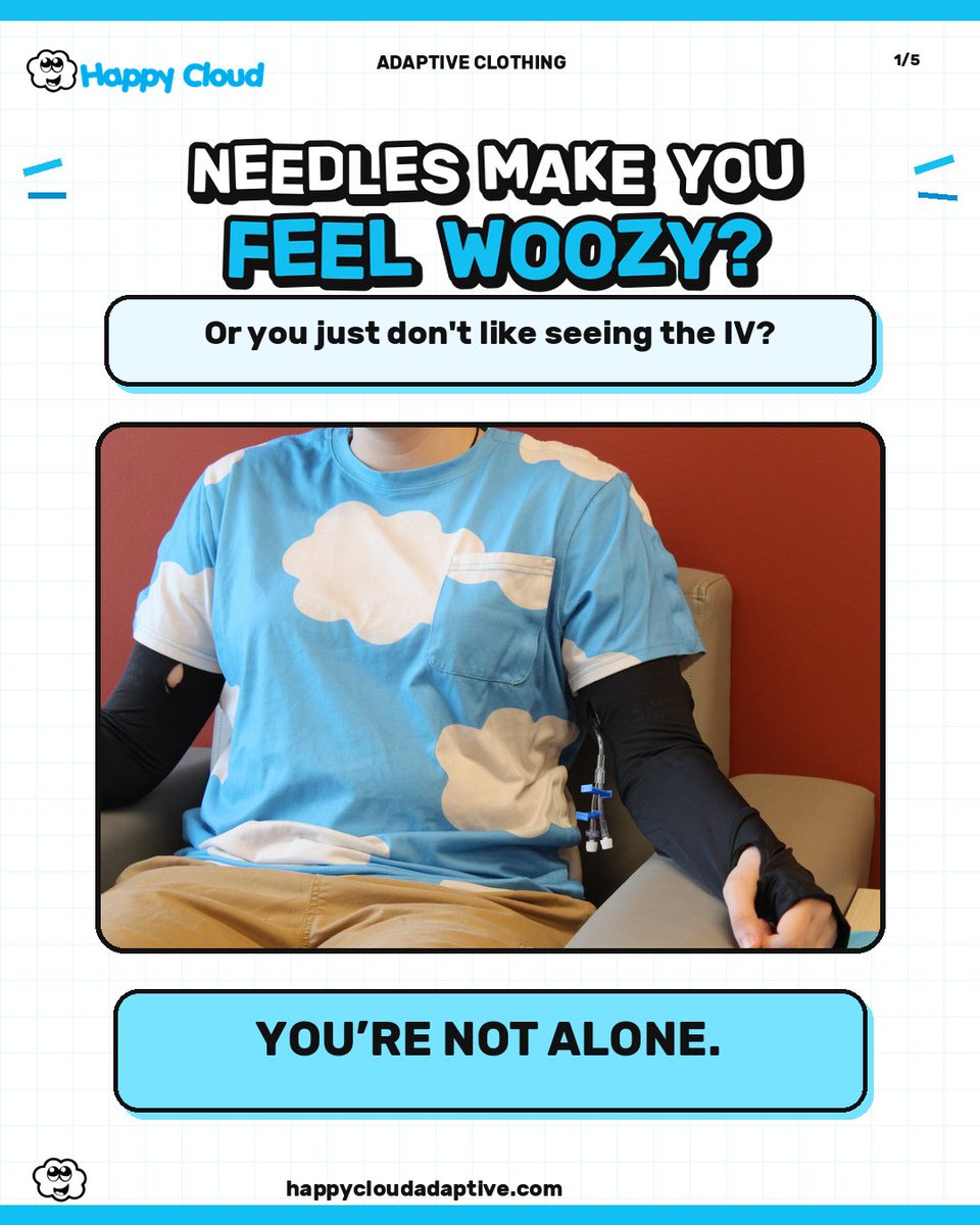 Happycloudadapt's tweet photo. Needles make you feel woozy—or do you just prefer not to see the IV site? 💙

Happy Cloud IV Covers offer soft, stretchy coverage that helps conceal IV sites while keeping access easy during infusion days.

https://t.co/R30vKSjmvP

#AdaptiveClothing #InfusionDay https://t.co/JprTMigo2t