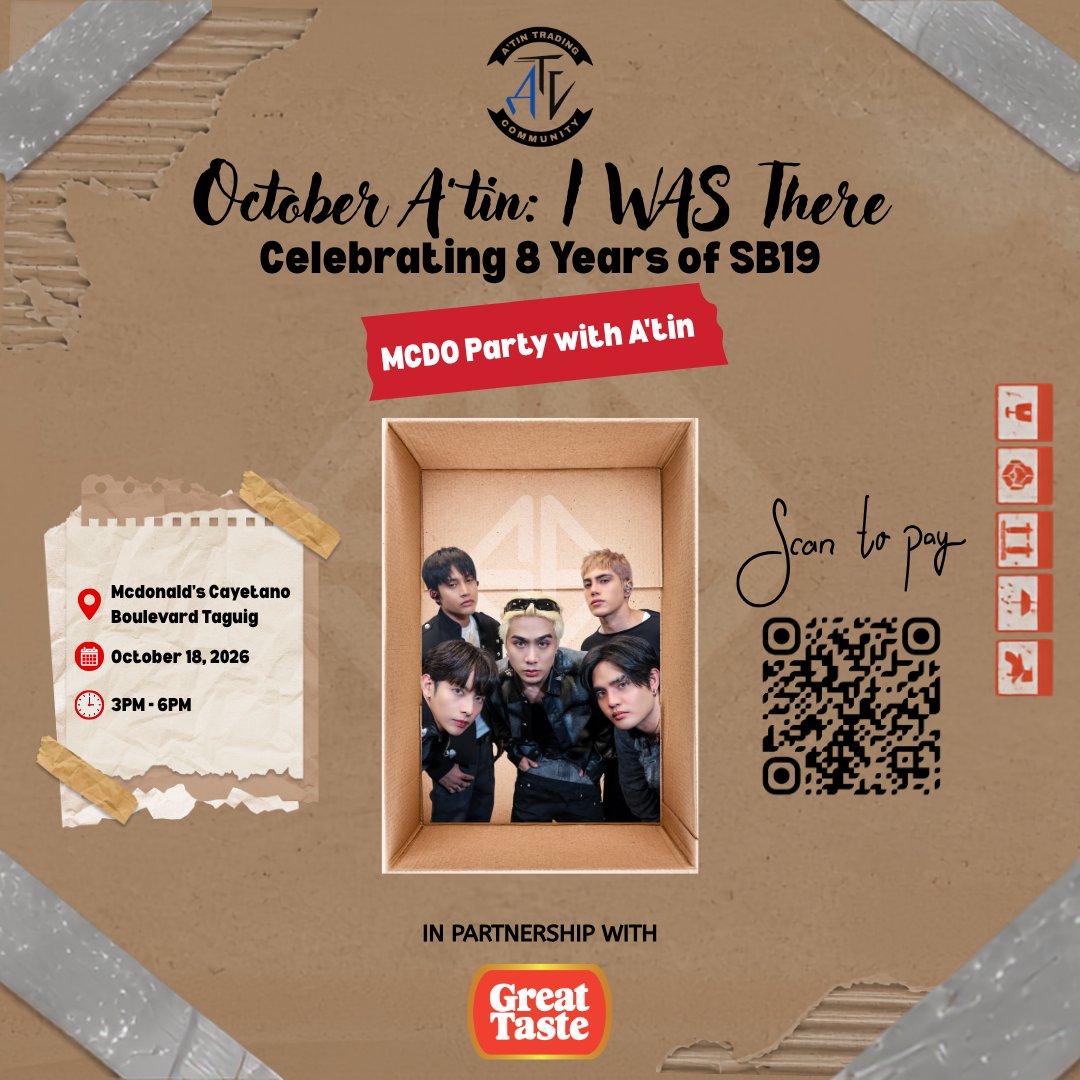 rjfg04's tweet photo. Here’s our FINAL GUESTS REVEAL for October A’TIN: I WAS There — Celebrating 8 Years of SB19! 🎉

Our celebration wouldn’t be complete without the amazing SB19 Moms! 🫶 🥰

📲 Register now kindly scan the QR code

#OctoberATIN #IWASThere #SB19Moms #SB19 #ATINTradingCommunity https://t.co/E7OuKnO8aK