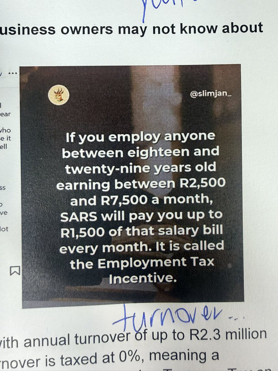 Anele's tweet photo. I didn’t know this was an incentive SARS offers. A great way to push employment of youth 👌🏾

#Aneleandtheclubon947 https://t.co/u1NpHVw943