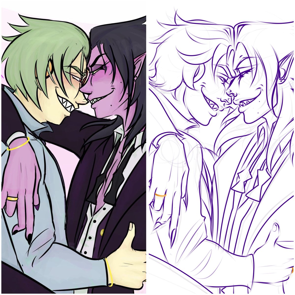 GayPorbleDad's tweet photo. 2026 redraw of an old #voxman piece I did like 6 years ago (holy what- okko art from me in 2026? I’m trying!)
They’re at Cosma’s party outshining her 😩
#okko #okkoletsbeheroes #lordboxman #professorvenomous https://t.co/WwVPqdPOYy