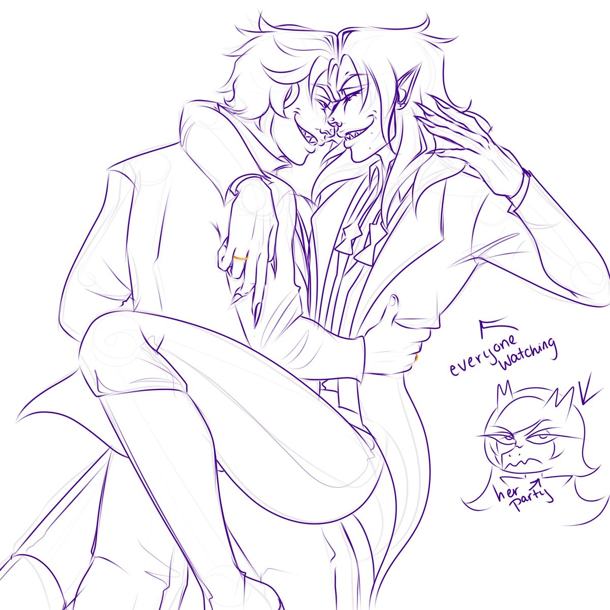 GayPorbleDad's tweet photo. 2026 redraw of an old #voxman piece I did like 6 years ago (holy what- okko art from me in 2026? I’m trying!)
They’re at Cosma’s party outshining her 😩
#okko #okkoletsbeheroes #lordboxman #professorvenomous https://t.co/WwVPqdPOYy