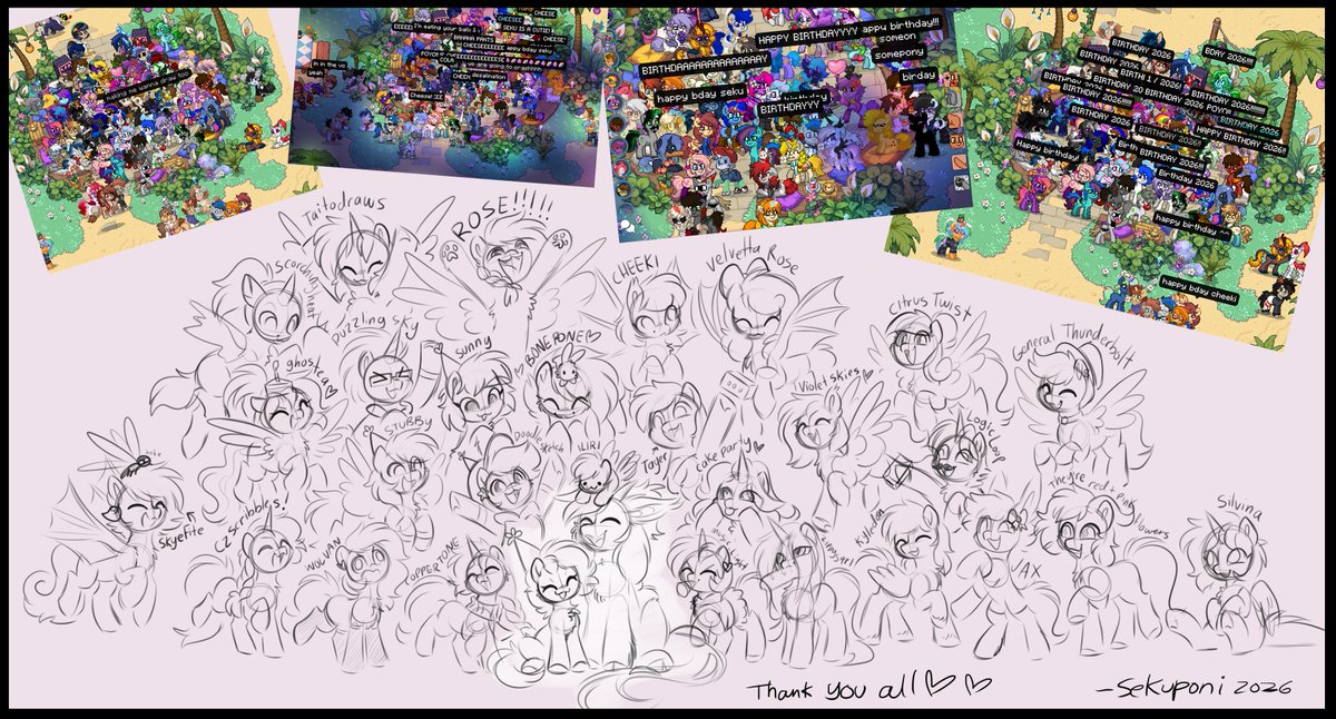 Sekuponi's tweet photo. Thank you all so much for attending my birthday party! I wish I could have drawn more of you, but I had to head out to dinner. I love and appreciate all of you <333 !!! I hope you all had a grand time https://t.co/T2wce0MyKR