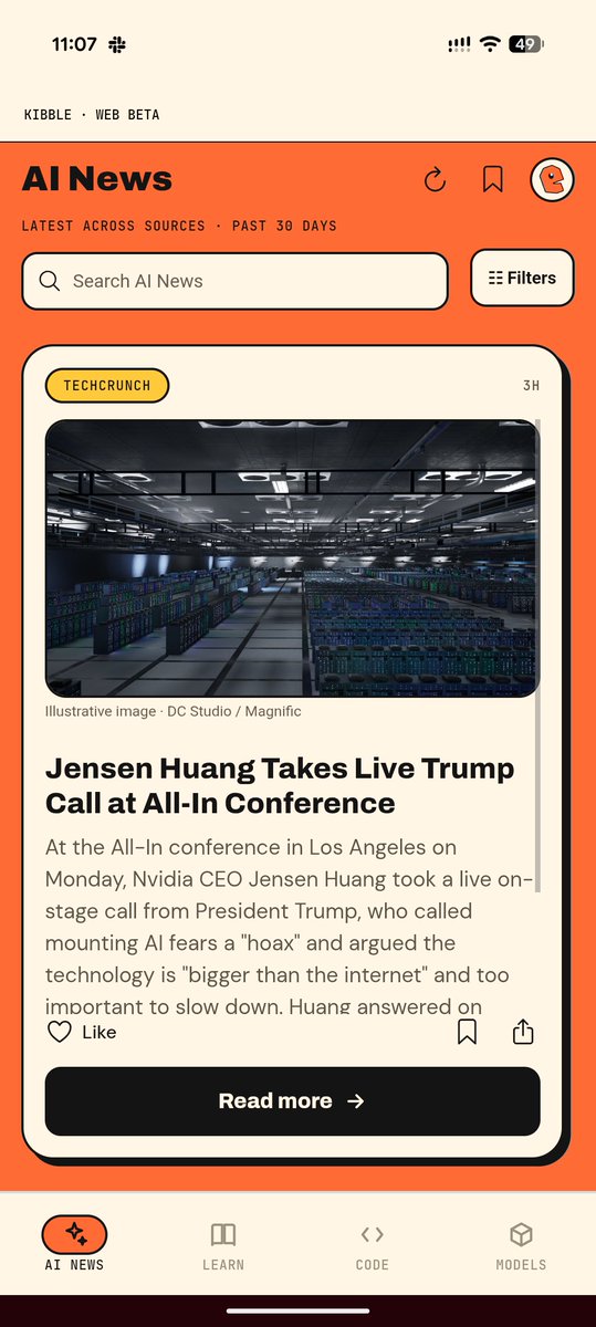 UnblurAI's tweet photo. Imagine you’re presenting and your phone rings.
You check… your boss.
You decline. 💀

@JensenHuang  had the same problem.
Except his call was from the President of the United States. 😭

Bro really said: “Sorry guys, I should probably take this.”

Just another normal headline on Kibble 🐥
https://t.co/kCailWEoBV