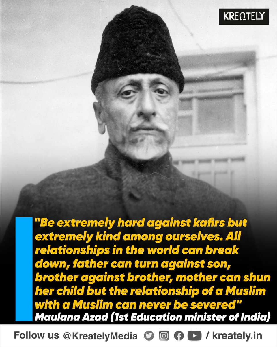 KreatelyMedia's tweet photo. First education minister of India was a 'Maulana'

😭 https://t.co/j51Z10aObk