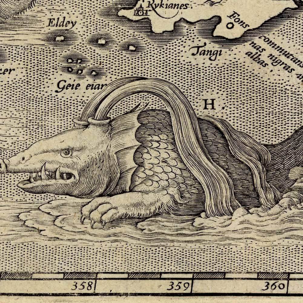 SkepticalCitiz5's tweet photo. Sea monsters are not uncommon on 1500s maps. Would a professional cartographer really put "imaginary" creatures on a map?

This is the Prister aka Physeter aka Pistrix from Olaus Magnus’ 1539 Carta Marina. Described as "a huge, aggressive whale-like beast, about 200 cubits (roughly 90 m) long, with a warthog-like face, tusks, and two blowholes on its back that shoot powerful jets of water capable of swamping ships." 

The original woodcut is uncolored but the color is interesting.