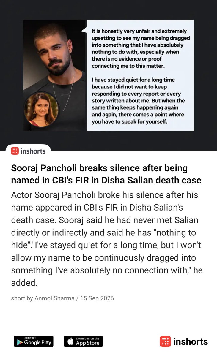 Gargkk_1963's tweet photo. Sooraj Pancholi breaks silence after being named in CBI's FIR in Disha Salian death case 
https://t.co/RqSOGo4FAb
 -via inshorts @ArnabGoswami_rt @republic https://t.co/psg5mpu4e8