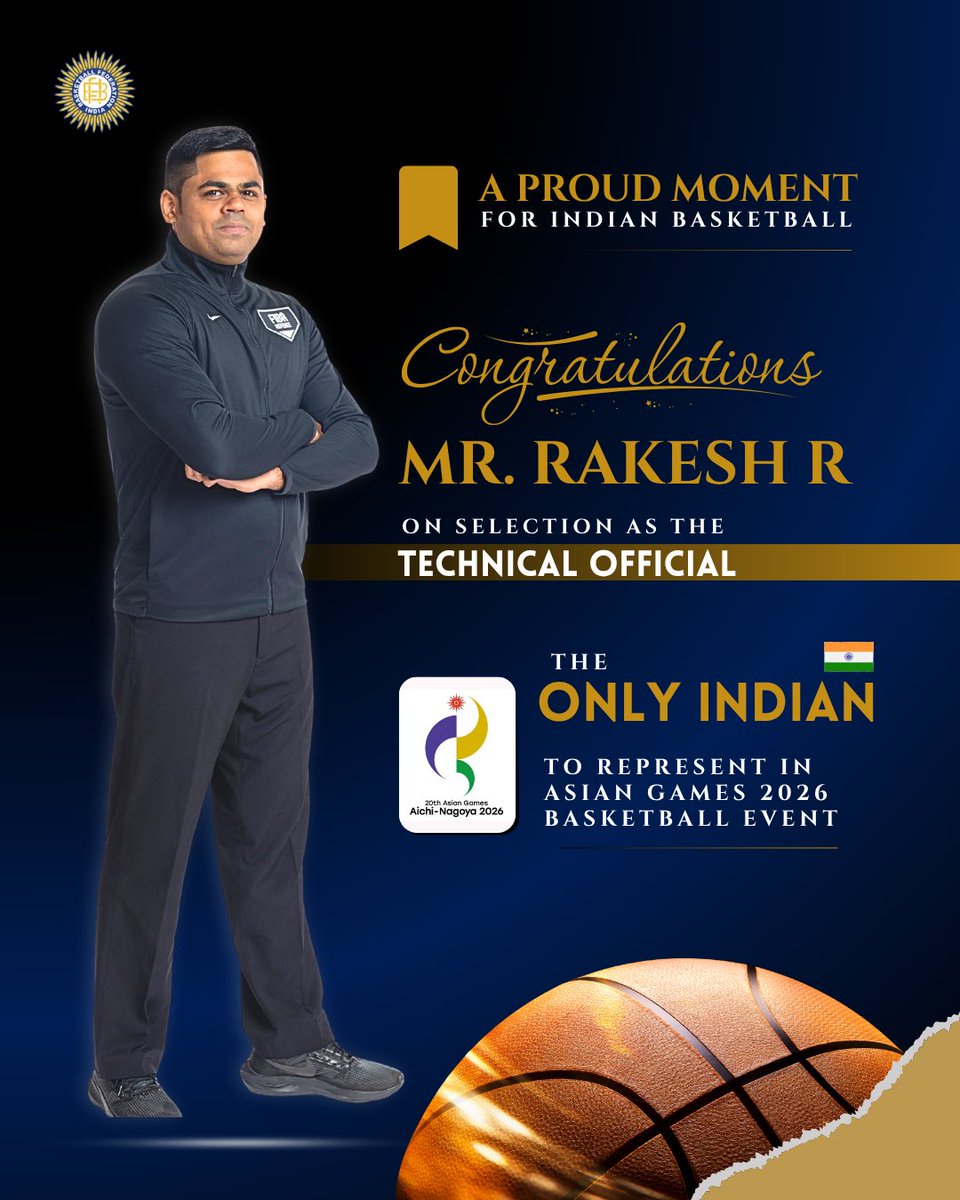 BFI_basketball's tweet photo. The only Indian to represent in the Asian Games 2026 Basketball Event 🇮🇳

A moment of honour for Indian Basketball ! 🏀 

#IndiaBasketball #AsianGames2026 #Basketball #Congratulations https://t.co/DQZOTpkUdh