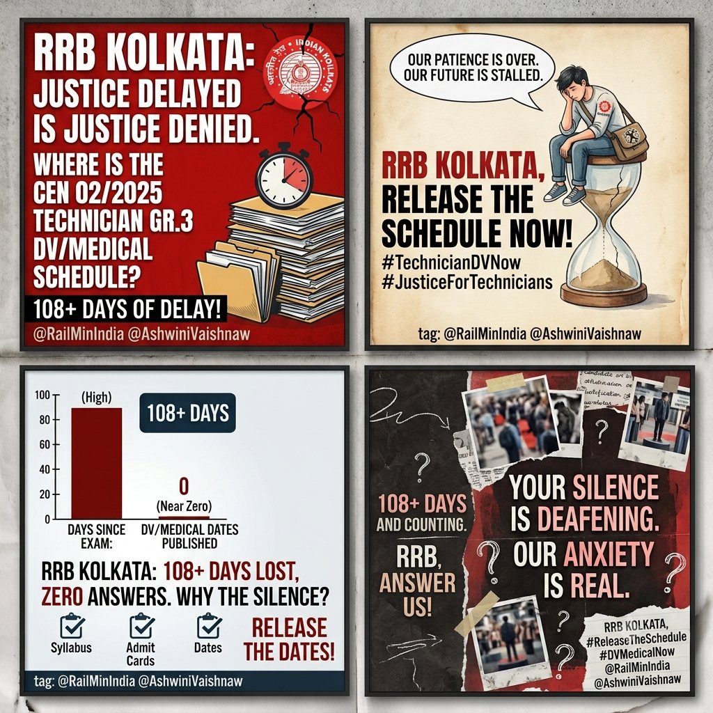 imshashiagrahri's tweet photo. Please release DV&amp;ME schedule for cen 02/2025 @RRBKOLKATA 
#RRB_Kolkata_Release_Full_DV_Schedule_CEN02_2025
@rrbkolkata @ChairmanRRB @RailwaySeva @AshwiniVaishnaw @RailMinIndia @PMOIndia @RailwayBoard https://t.co/wFV0m8oBQi