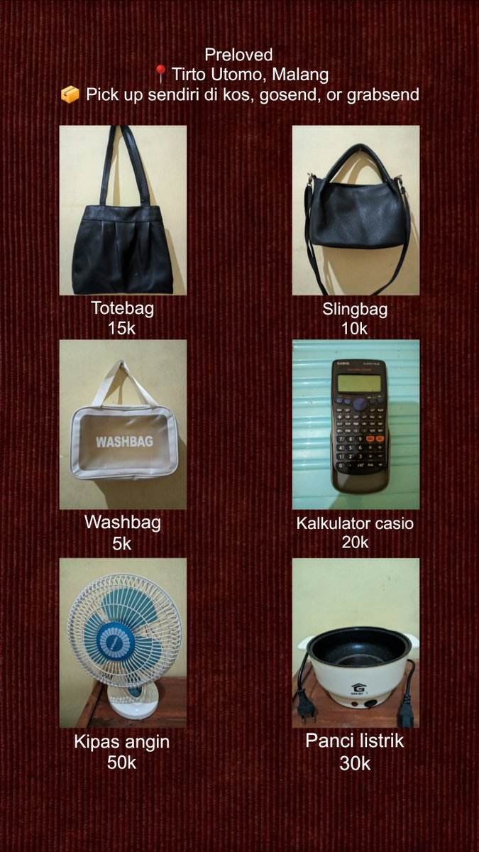 ltmeloudies's tweet photo. WTS - PRELOVED BARANG KOST
📍 Tirto Utomo, Malang
📦 Self Pickup/Gosend
💸 BNI/Gopay

Feel free to dm kalau minat 🙌🏻
#prelovedmalang https://t.co/QqpmJSq6k3