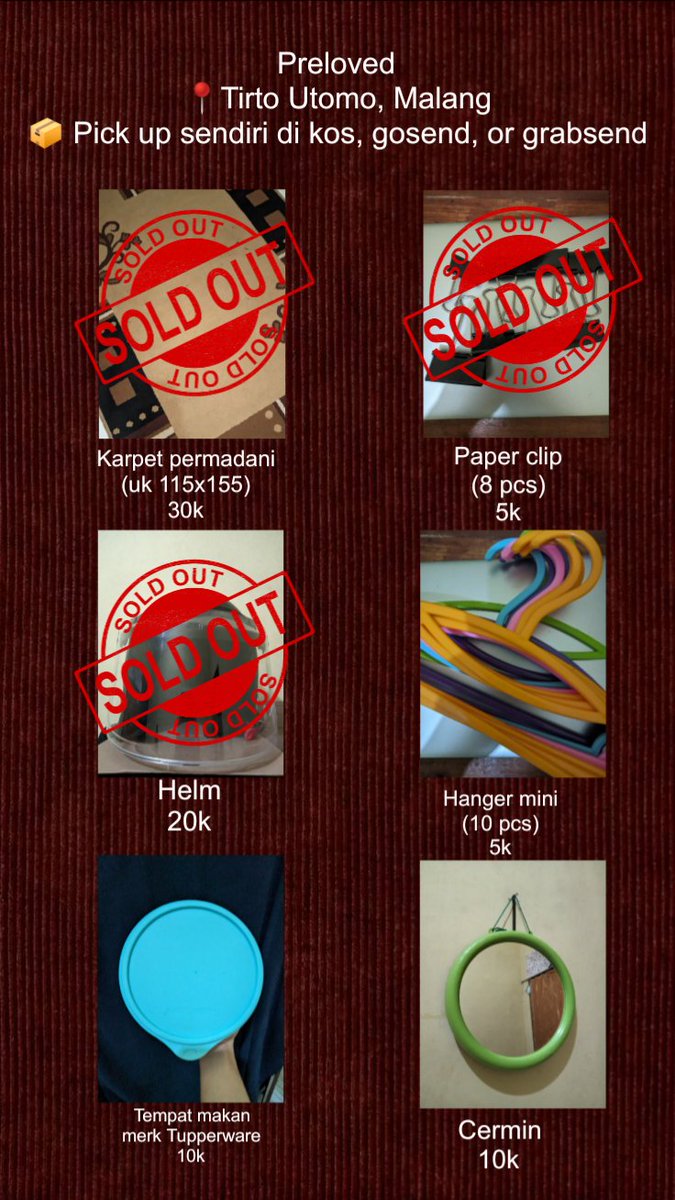 ltmeloudies's tweet photo. WTS - PRELOVED BARANG KOST
📍 Tirto Utomo, Malang
📦 Self Pickup/Gosend
💸 BNI/Gopay

Feel free to dm kalau minat 🙌🏻
#prelovedmalang https://t.co/QqpmJSq6k3