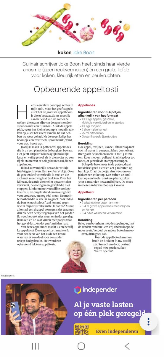 jokeboon's tweet photo. Over mijn kleine appelboompje dat geeft alsof hij de állergrootste is, mijn groeiende frustratie én een opbeurende appeltosti. Mijn kookcolumn en recept vandaag in @trouw #swipevoorhetrecept #kookmetjokeboon #kookcolumn #recept #tosti https://t.co/t7Csvsr3Zm