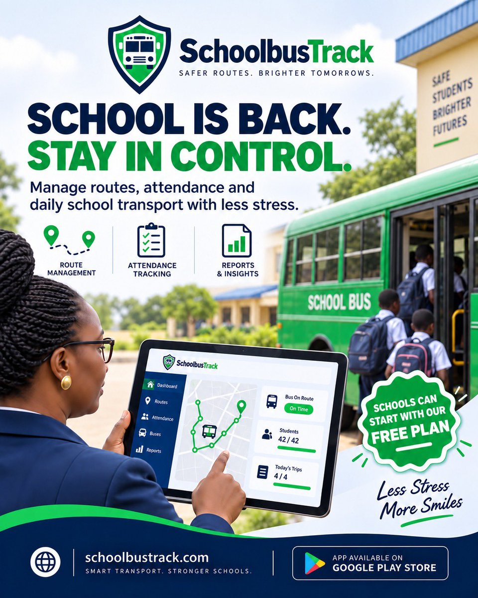 SchBusTrack's tweet photo. School is back. Keep every route, driver and daily operation under control with SchoolbusTrack.

Start with our Free Plan: https://t.co/Lev4Ksy5rk

#SchoolbusTrack #SchoolBusTracking #SchoolTransport #SchoolManagement #StudentSafety #SchoolSafety https://t.co/wnSHzn0mbW