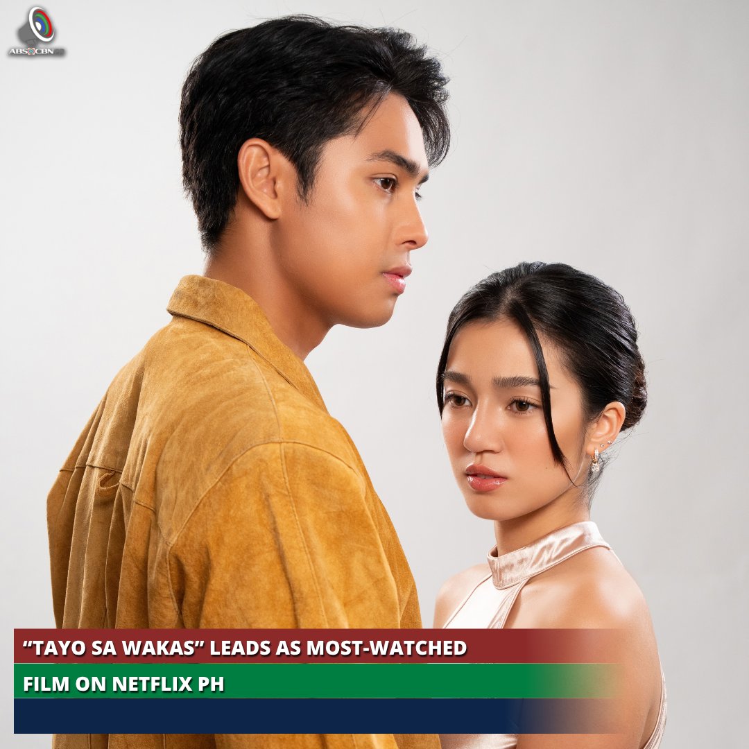 ABSCBNpr's tweet photo. Star Cinema’s romantic drama film “Tayo Sa Wakas,” starring Donny Pangilinan and Belle Mariano, continues to dominate Netflix Philippines as the platform’s most-watched film.

Read: https://t.co/2xTFh7xVxs https://t.co/7xw7dSNfmF