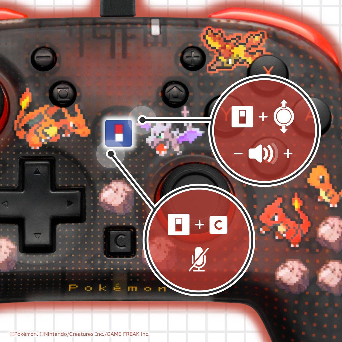 Nin_Nin_Game's tweet photo. Level up your setup with some classic Pokémon nostalgia! 🎮

The HORIPAD “Pixel - Red -” brings retro-style Pokémon pixel art to a sleek transparent controller.
Pre-order now 👉 https://t.co/akGcRYgdmr

#Pokemon #PokemonGaming #HORIPAD #Hori #Charizard #Aerodactyl #GamingController