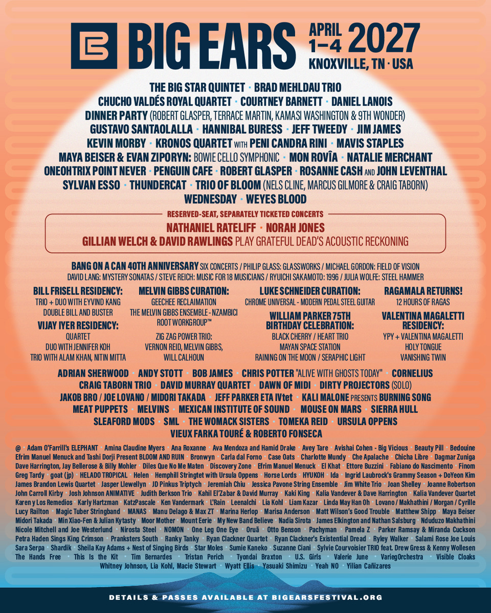 cornelius_news's tweet photo. "Big Ears Festival 2027” 出演決定！

CORNELIUS is excited to announce we’ll be performing at Big Ears Festival 2027, April 1-4 in Knoxville, TN.
https://t.co/ioMyeu3OOF

#BigEarsKnox #Cornelius #keigooyamada https://t.co/OBe5DPLmQv