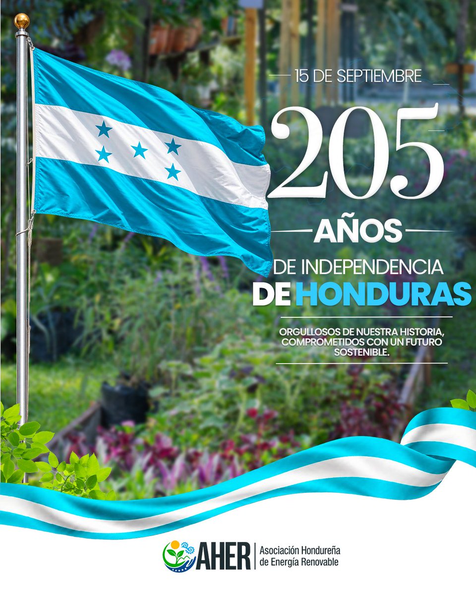 AHERenovable's tweet photo. Desde AHER reafirmamos nuestro compromiso con un país más sostenible, competitivo y con energía para seguir avanzando. ⚡🌱
#AHER #Honduras #205Años https://t.co/02LvGO1g1S