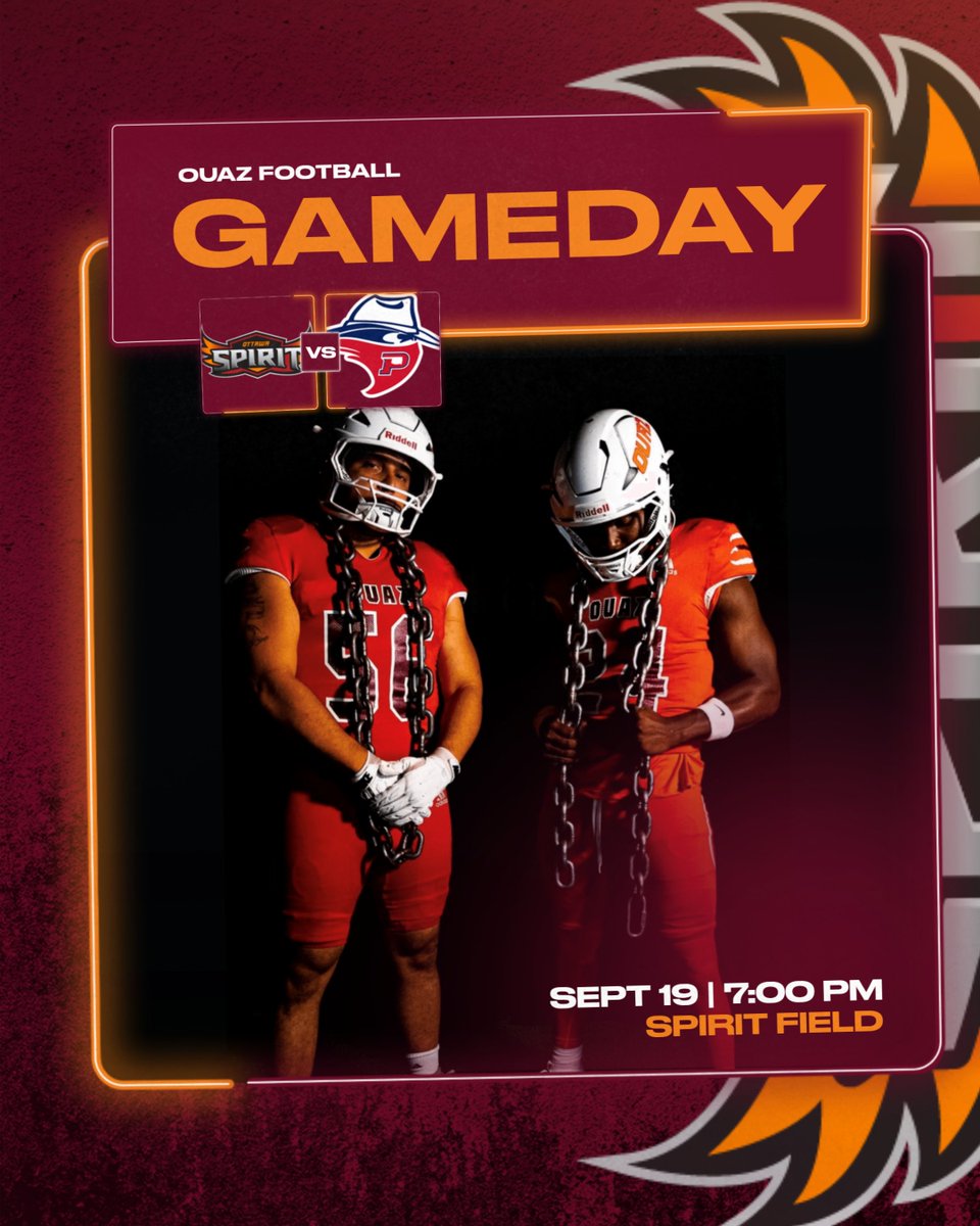 OUAZSpirit's tweet photo. @OUAZFootball GAMEDAY

🆚: Oklahoma Panhandle State
⏰: 7:00 PM
📍: Surprise, Ariz.
🏟️: Spirit Field
📊: https://t.co/LFwpRGfJvZ
📺: https://t.co/wh193dHOV7
🎟️: https://t.co/DvG8xFcSPO

#WeAreOUAZ https://t.co/zxBRufmNsG