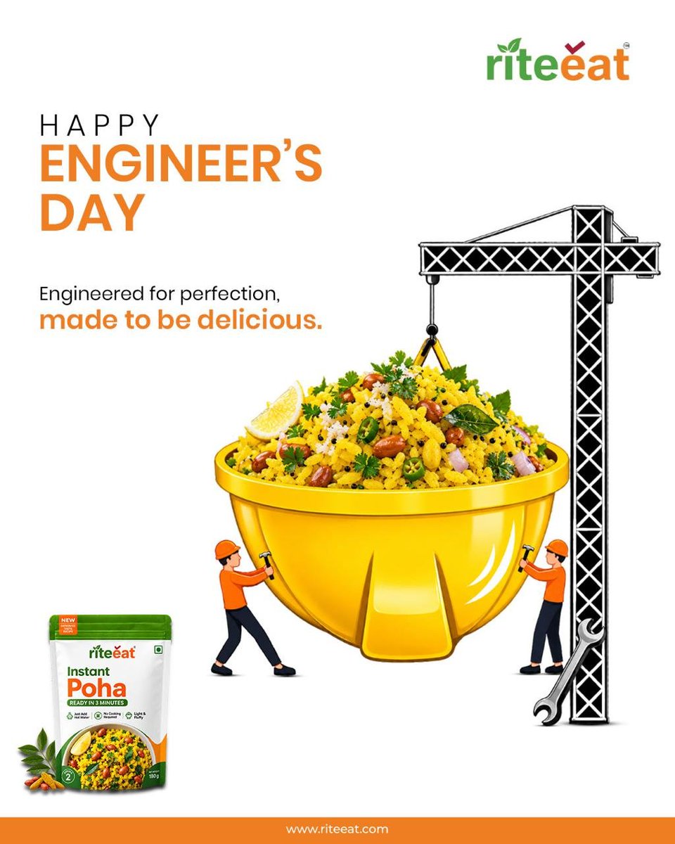 riteeat_foods's tweet photo. 👷♂️ Happy Engineer’s Day!
Engineered for perfection. Made to be delicious. 🍽️✨
Celebrating innovation, precision & smarter food solutions with RiteEat. 🌿
📞 +91 96694 42664 | 🌐 https://t.co/2Cqg8jq0b4
#EngineersDay #RiteEat #FoodInnovation #FoodTechnology #InstantFood https://t.co/Bf28roR6cW