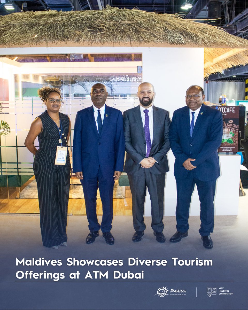 visitmaldivesco's tweet photo. Day 1 at ATM Dubai wraps up on a strong note! A day of meaningful conversations, new connections and opportunities for the Maldives. With two more days ahead, we’re looking forward to more conversations and partnerships. https://t.co/v3OtmzXOus
