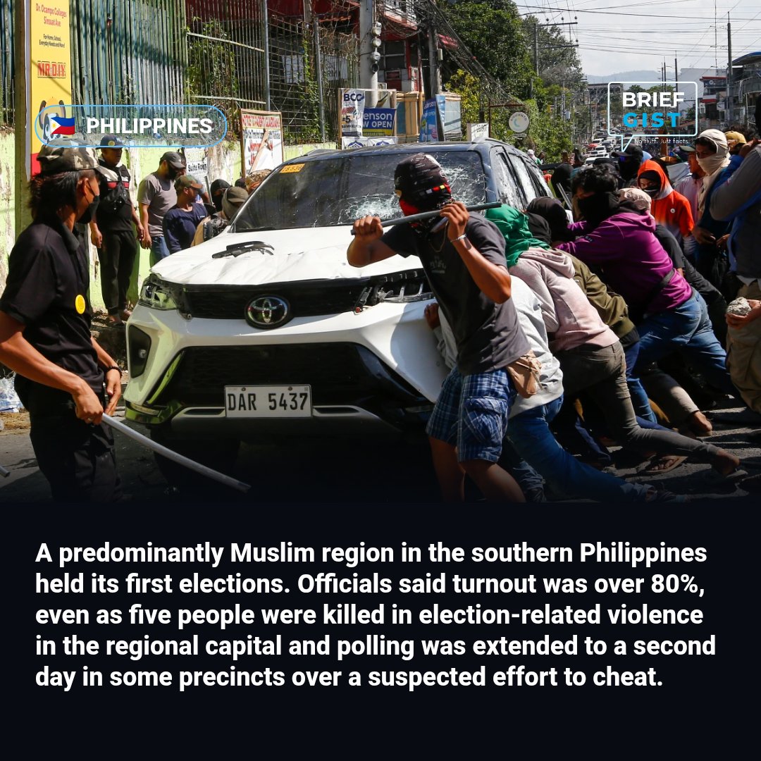 BriefGist's tweet photo. Muslim region in southern Philippines holds first elections https://t.co/3GPrLZ2ssZ