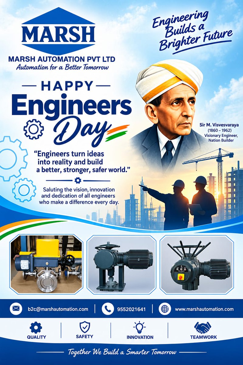 marshautomation's tweet photo. Marsh Automation Pvt. Ltd. Visit For More Details:- #automation #Dampers #india #ElectricalActuators #hadapsar #Pune #Motorizedvalve #motorizeddamper Enquiry Mail ID: b2c@marshautomation. Happy Engineers Day 2026 https://t.co/BrbbWLCWtb