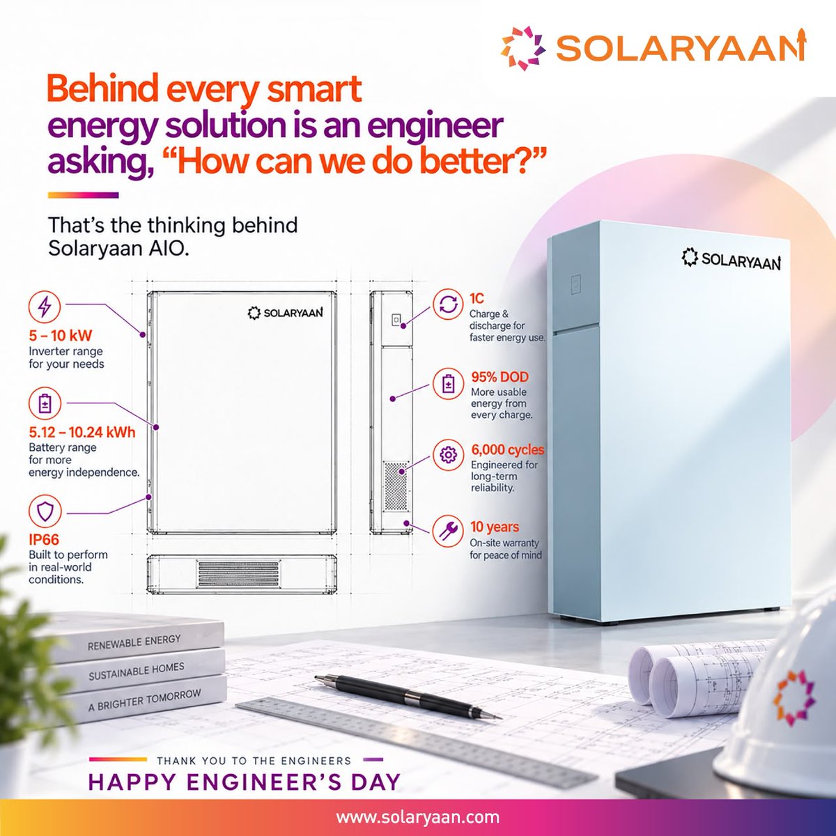 Solaryaan_'s tweet photo. Engineering is about looking at a challenge and seeing an opportunity to improve it. Today, we celebrate the engineers whose ideas, precision and persistence continue to shape a better energy future. #HappyEngineersDay. 

#Solaryaan #EngineersDay #EnergySolutions #SolarSolutions https://t.co/W40ksDLCuE