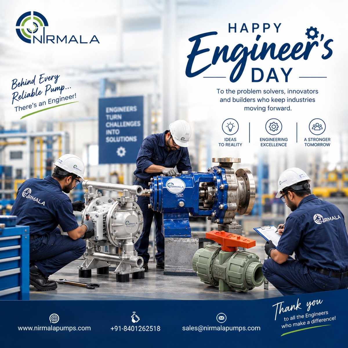 NirmalaPumps's tweet photo. ⚙️ Happy Engineer’s Day! 👷��♂️

To the problem-solvers and innovators who turn challenges into solutions—thank you for keeping the world moving forward! 💙

#HappyEngineersDay #EngineersDay #Engineering #Innovation https://t.co/OgrK23NFpQ