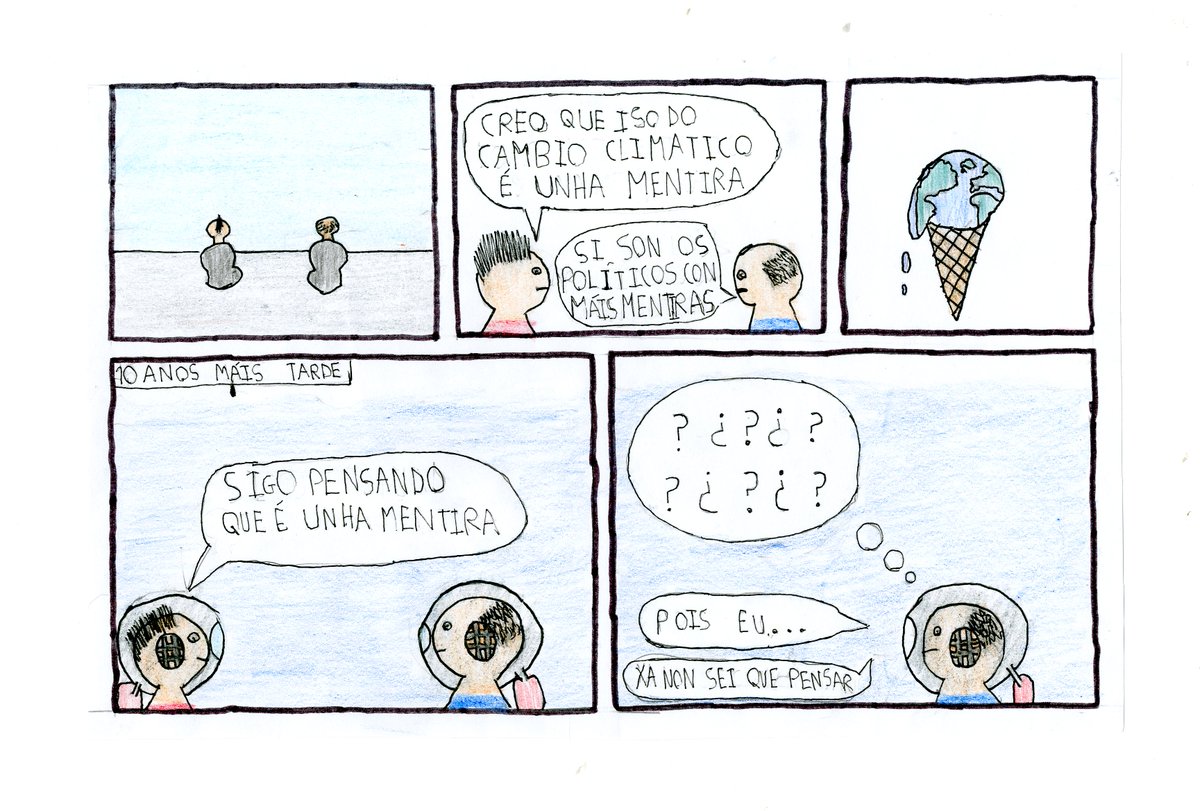 museodohumor's tweet photo. 🎨😈 IV Concurso de BD de Humor Demo Pequeno 2026 do Museo do Humor Xaquín Marín e Demo Editorial
Autor: Iago Romero Guitián
Centro: Ies Praia Barraña
Tema: Cambio climático
Categoría: Xuvenil (12-16 anos)
#concursodemopequeno https://t.co/ct5Wb4pIUs