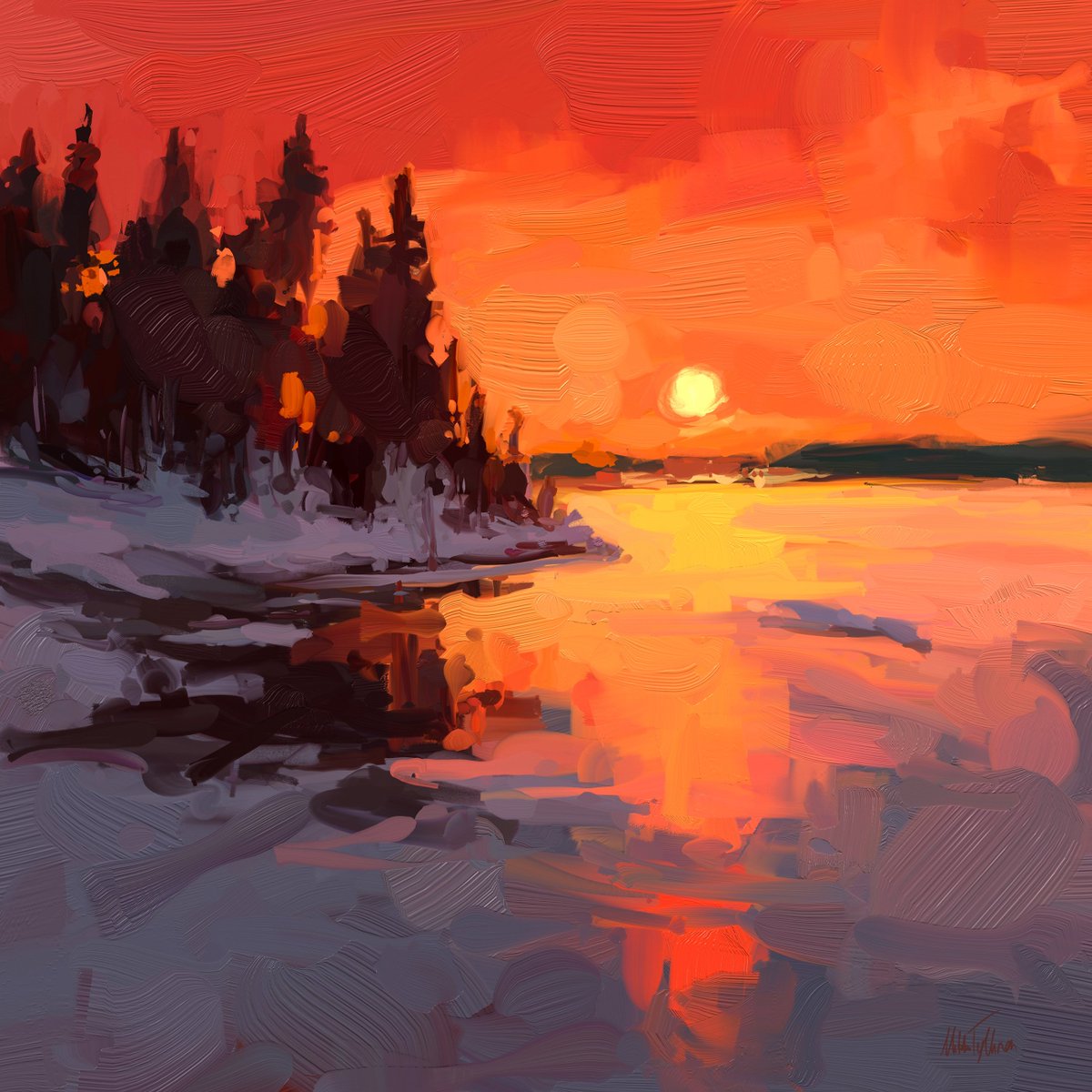 MikkoTyllinen's tweet photo. " Red sunset " 
Digital oil painting https://t.co/wW2WlMcXzZ