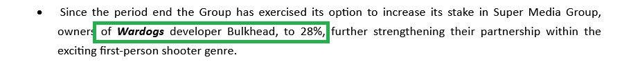 10_ch_10's tweet photo. Everplay trading update out. The board expects FY 2026 revenue and adj EBITDA _MATERIALLY_ ahead of expectations. Record sales generated by HLL: Vietnam and WARDOGS. The company has increased their stake in Bulkhead (@WARDOGS ) to 28% (for £2m!). $EVPL $EVPL.L #EVPL #EVERPLAY https://t.co/vAq58n6Nji