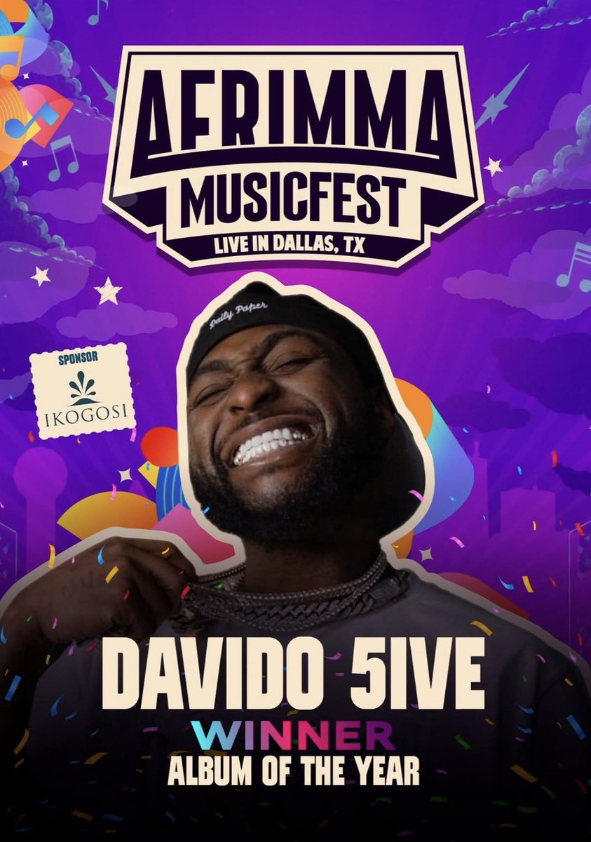 sUccessful1o2's tweet photo. DAVIDO’S ‘5IVE’ WINS ALBUM OF THE YEAR AT THE AFRIMMA 2026 🏆🔥

HE REMAINS THE MOST AWARDED AND DECORATED AFRICAN ARTIST 🐐 https://t.co/WJmwYD99DI