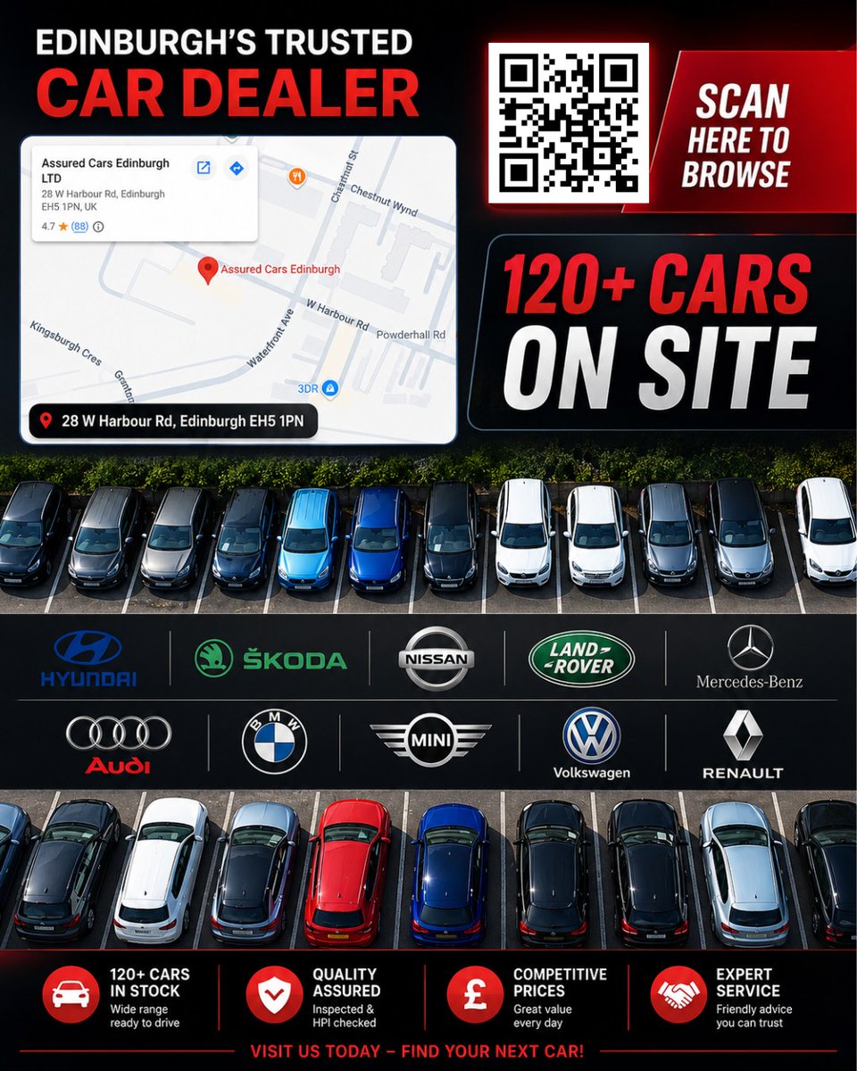 Emiliodaddy's tweet photo. Looking for your next car in Edinburgh? Over 120 quality-inspected, HPI-checked cars available. Competitive prices and expert support. Visit us at 28 W Harbour Rd, Edinburgh EH5 1PN or call 0131 392 0815. https://t.co/uOUnA7g8lq