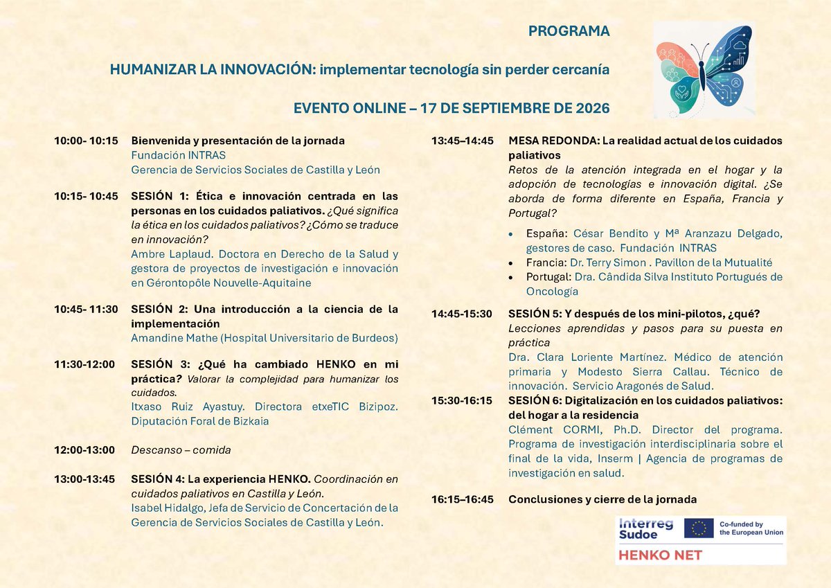 henkonet's tweet photo. 📢 ¿Aún no te has inscrito?

Este jueves 17 hablamos de cómo humanizar la innovación en los cuidados paliativos: ética, tecnología, atención integrada y aprendizajes de los mini-pilotos HENKO NET.

💻 Evento online
👉Inscríbete: https://t.co/9Hnjp1vBaJ https://t.co/kQ59Cf22e3