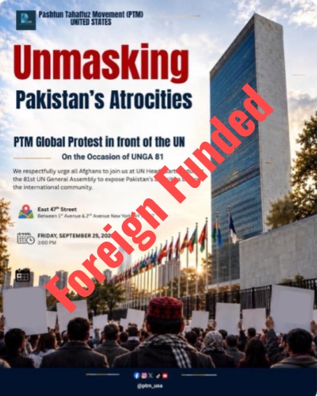 Nawab_Shahbaz_'s tweet photo. PTM’s planned UN protest is a foreign-funded effort to defame Pakistan on the world stage. Despite its human rights rhetoric, the group’s documented terror links and anti-state agenda stand exposed.
#PTMExposed, #GaddarePakistan, #UNGA81, #PakistanZindabad, #NationalSecurity https://t.co/rwiF6dYUn3