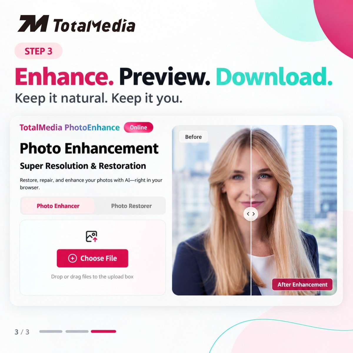 Totalmedia_HQ's tweet photo. $𝟮.𝟱𝟬 𝘁𝗼 𝘂𝗽𝗴𝗿𝗮𝗱𝗲 𝘁𝗵𝗲 𝗳𝗶𝗿𝘀𝘁 𝘁𝗵𝗶𝗻𝗴 𝗿𝗲𝗰𝗿𝘂𝗶𝘁𝗲𝗿𝘀 𝘀𝗲𝗲.

No studio. No expensive photographer.

Just choose → upload → enhance.

A better headshot won’t get you hired.
But it can help you get noticed.
#LinkedInTips #JobSearch https://t.co/RgE5dYoJaL