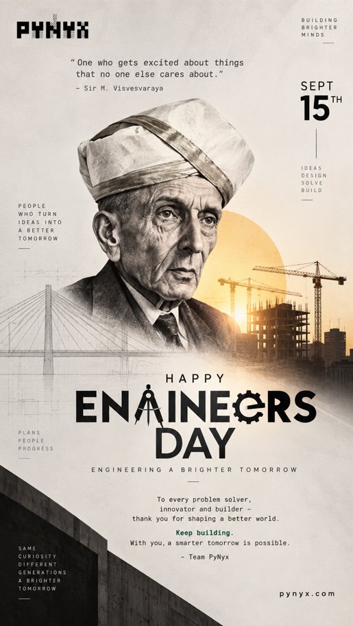 PyNyx_Official's tweet photo. Engineering turns problems into possibilities.

Happy Engineers’ Day 2026. ⚙️
Keep building. Keep solving. Keep moving forward.
#pynyx #fypシ゚viral #Teacherslove 
https://t.co/O68jTQ8fVI https://t.co/h6zTtFNEKv