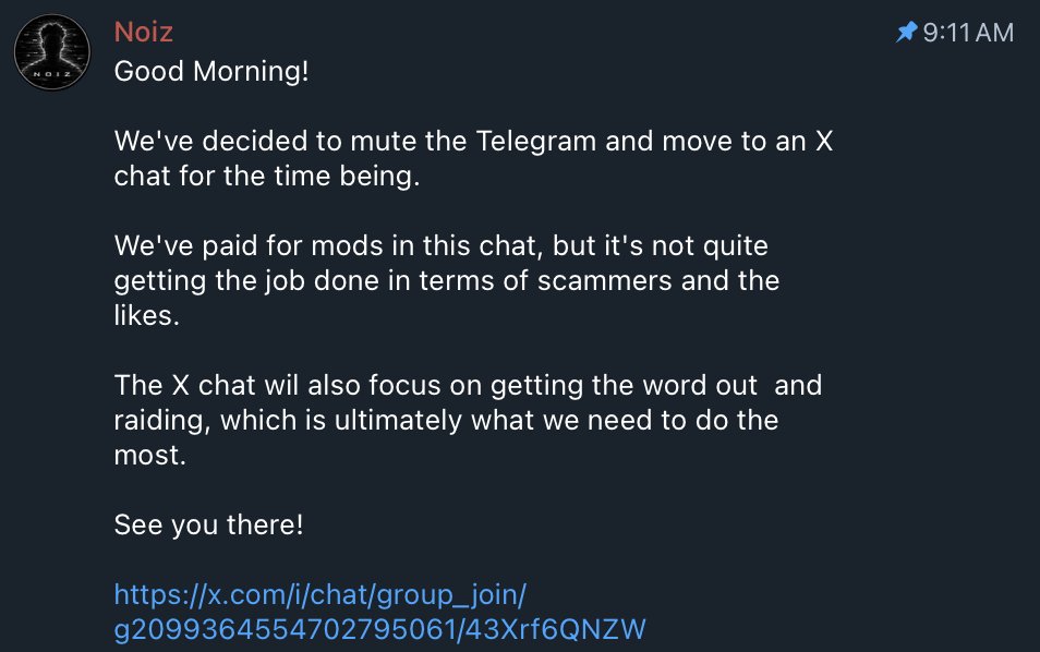 NoizLos's tweet photo. @neo_on_solana Please refer to the pinned, we have moved to an X chat.

Hope to see you there!

https://t.co/mYhwqh4v20 https://t.co/OsHPCE2KOQ