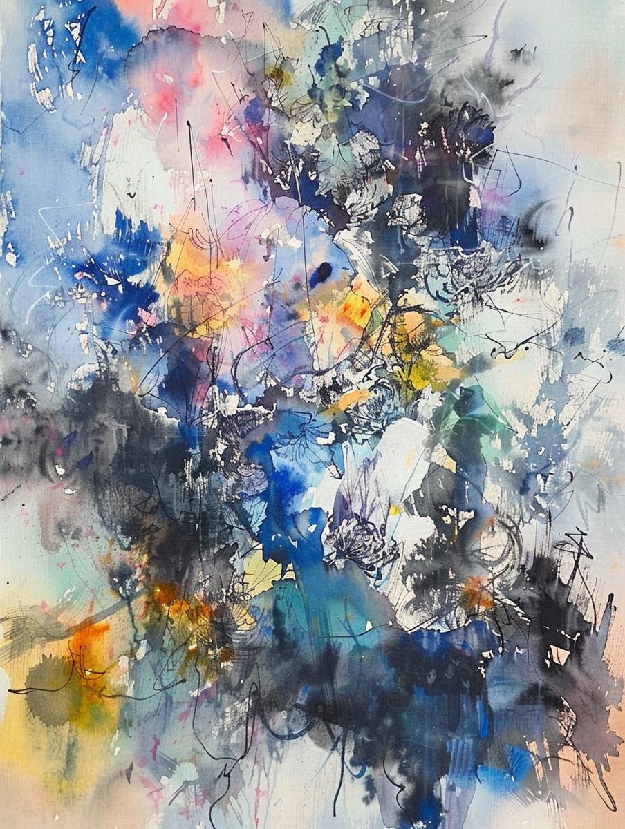 DrewRohlman's tweet photo. Step into the rhythm of abstract watercolors—splash, blend, and let your mind wander with every soft wash of color! https://t.co/KT9E4dkkPA