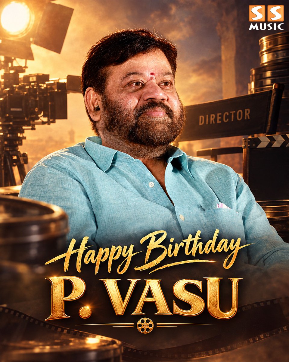 SSMusicTweet's tweet photo. Wishing a very Happy Birthday to legendary director P. Vasu sir! 🎬✨ Thank you for giving us unforgettable blockbusters and timeless classic cinema that defined generations. Here’s to many more years of blockbuster storytelling! 🥂🎂
#HappyBirthdayPVasu #PVasu #DirectorPVasu #IndianCinema #TamilCinema #SouthCinema #BlockbusterDirector #HBDPVasu #ssmusic