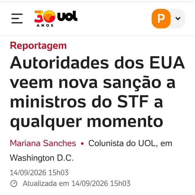 ArleteCaetum's tweet photo. O maior choque de realidade no Dia da Democracia. A investigação no STF ganhou um capítulo bombástico em Washington envolvendo a Lei Magnitsky. O que você acha disso? https://t.co/JNR7Cqw1e2