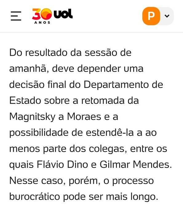 ArleteCaetum's tweet photo. O maior choque de realidade no Dia da Democracia. A investigação no STF ganhou um capítulo bombástico em Washington envolvendo a Lei Magnitsky. O que você acha disso? https://t.co/JNR7Cqw1e2