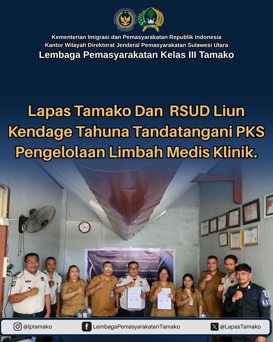 LapasTamako's tweet photo. Lapas Tamako Dan  RSUD Liun Kendage Tahuna Tandatangani PKS Pengelolaan Limbah Medis Klinik.https://t.co/arcVhS4MI5 https://t.co/NjB6pXsSB7