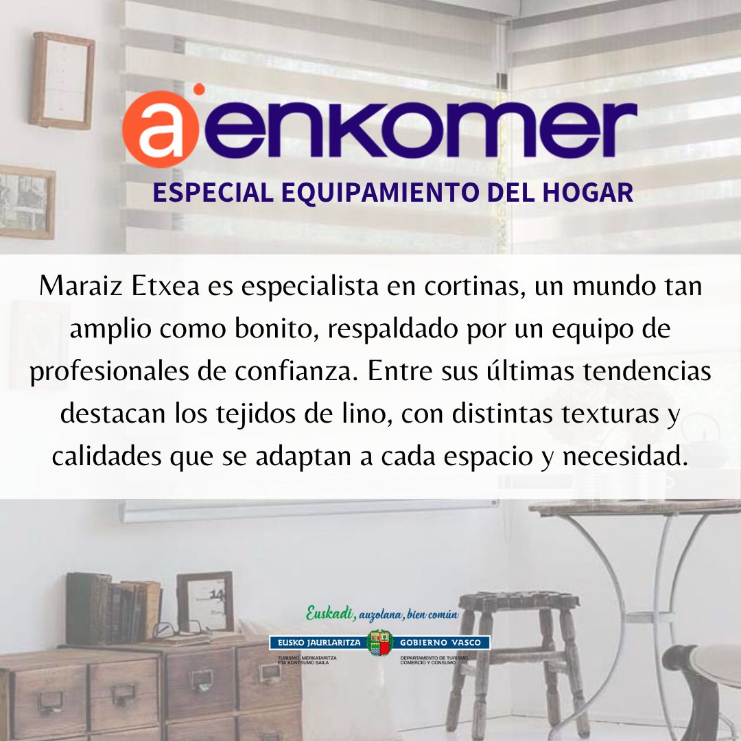 aenkomer's tweet photo. 𝗘𝗦𝗣𝗘𝗖𝗜𝗔𝗟 𝗘𝗤𝗨𝗜𝗣𝗔𝗠𝗜𝗘𝗡𝗧𝗢 𝗗𝗘𝗟 𝗛𝗢𝗚𝗔𝗥/𝗘𝗧𝗫𝗘𝗞𝗢 𝗘𝗞𝗜𝗣𝗔𝗠𝗘𝗡𝗗𝗨 𝗦𝗘𝗞𝗧𝗢𝗥𝗘𝗔: 𝐌𝐀𝐑𝐀𝐈𝐙 𝐄𝐓𝐗𝐄𝐀

🔊Escucha a Montse/ Entzun Montseri:  https://t.co/NtvlOHkSLg   

Subvenciona/Laguntzailea: @DptoTurComCon https://t.co/e3iGJw4tVx