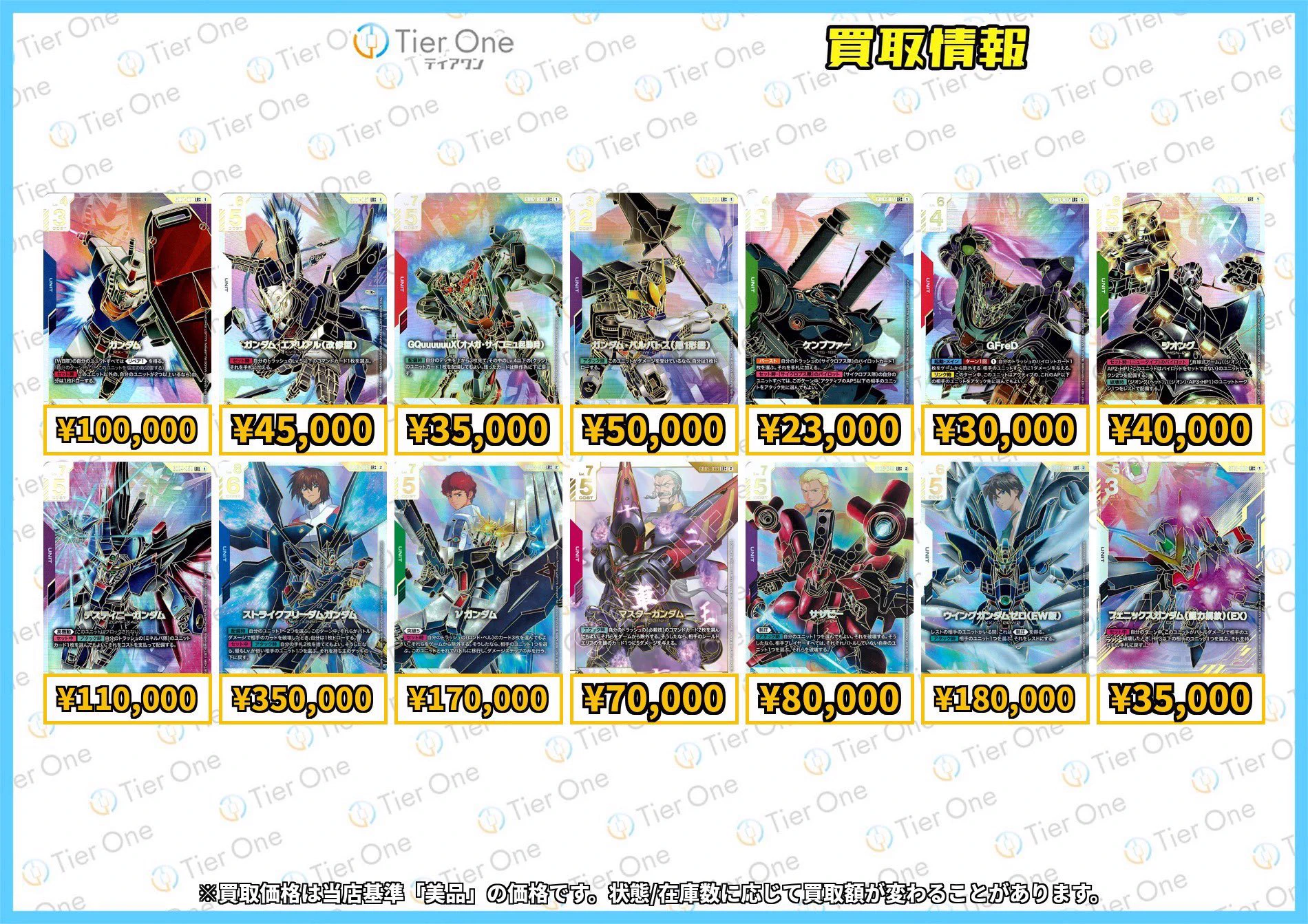 ポケカ　ワンピカ　ガンダムカ　まとめ TierOne ティアワン浜松 ポケカ、ワンピ、バトスピ、ロルカナ