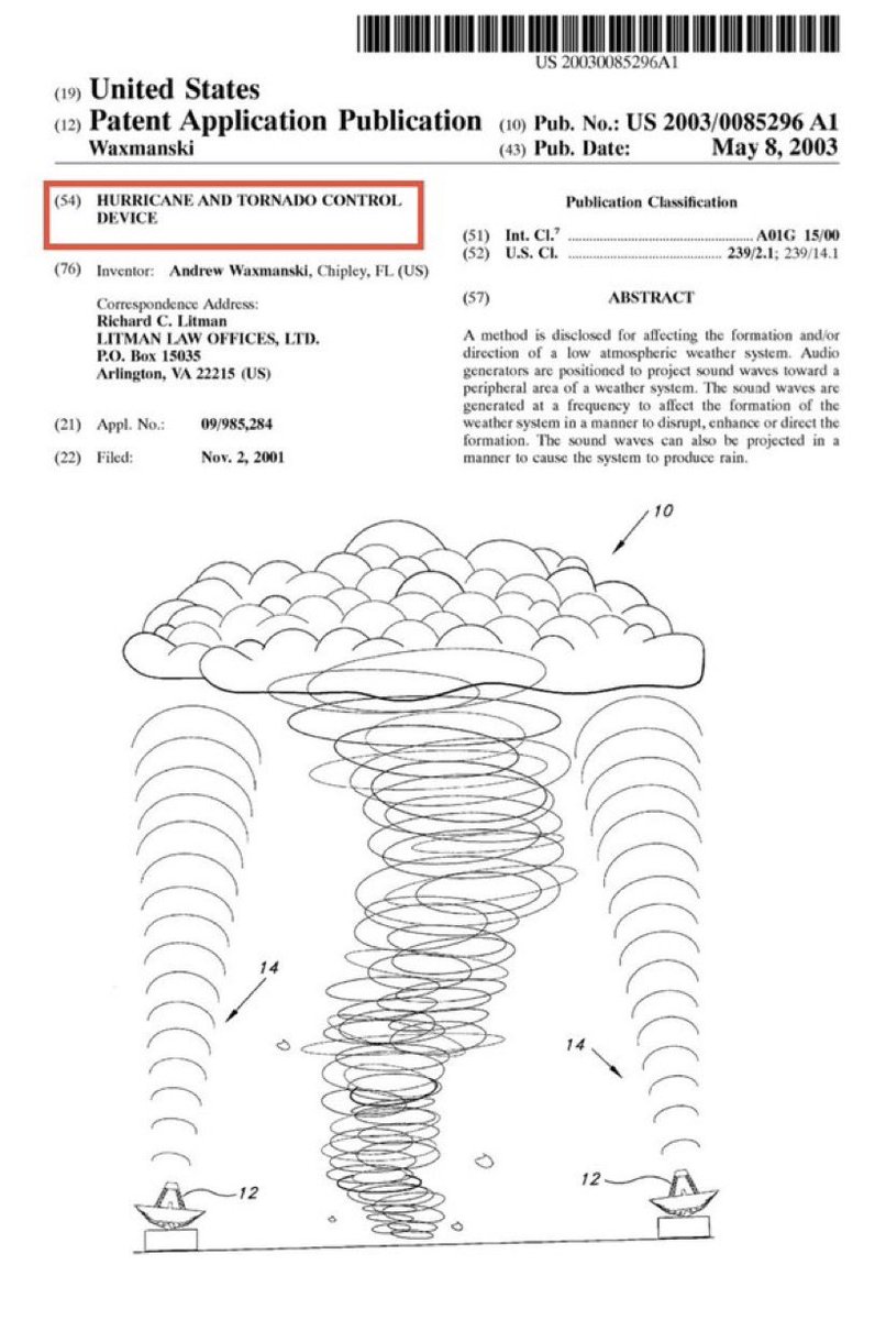 BlackBondPtv's tweet photo. 🚨🌪️Les paresseux ont gagné. 

Voici le brevet (pourtant disponible pour tous sur internet) de la fabrication de tornades et d’ouragans.

Un peu moins de divertissement, de gossip et de foot… un peu plus de recherches et de réflexions… et l’humanité avancera à pas de géant. https://t.co/I4hC6aQMSI