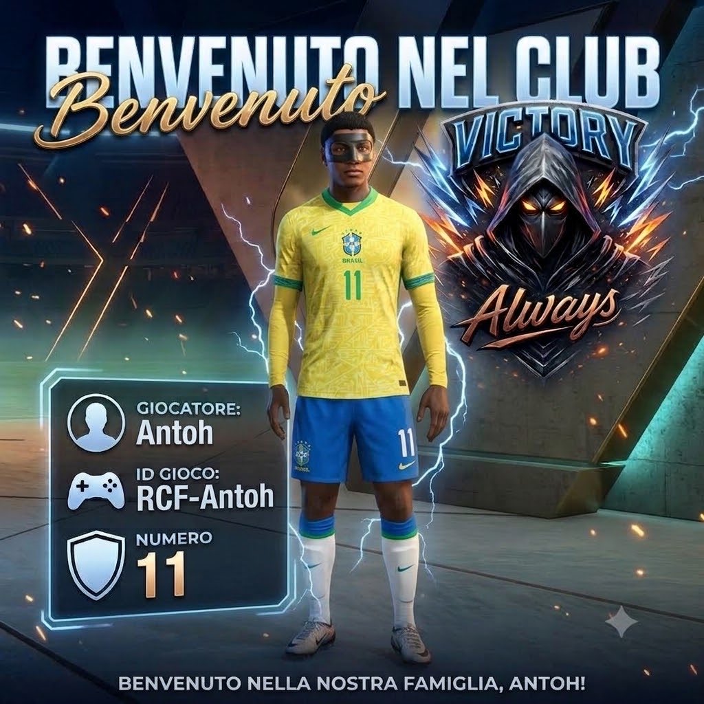 Victory_Always_'s tweet photo. 📰 HERE WE GO! 📰

Il club Victory Always rende nota l’ufficialità dell’arrivo di RCF-Antoh all’interno del organico. Ottimo esterno con ancora tanto potenziale da esplorare, in bocca al lupo ragazzo!💪

📢 Con la maglia numero 11! RCF-Antoh!!🌪️

Benvenuto @RCFAntoh 🤝 https://t.co/5Fd2dGreha