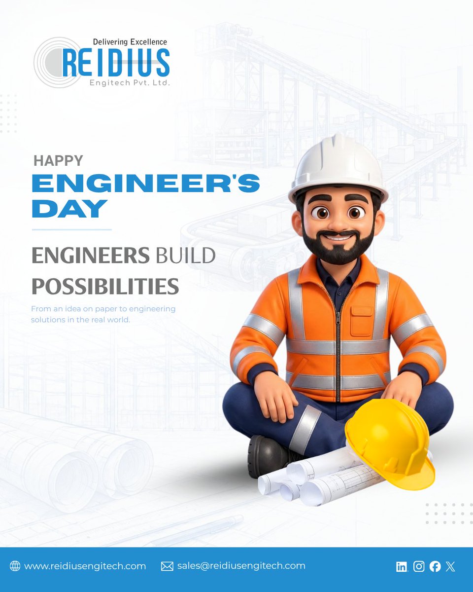 reidiusengitech's tweet photo. Happy Engineer's Day! 🎉 Engineers build possibilities — from an idea on paper to real-world solutions. 👷‍♂️

#reidiusengitech #engineersday #engineer #engineering #engineeringlife #industrialengineering #pebstructure #industrialfabrication #materialhandling #buildpossibilities https://t.co/scyDQZfPTW